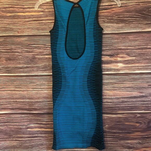 Bebe Bodycon Blue and Black Striped Dress. Size Small. - Picture 6 of 6
